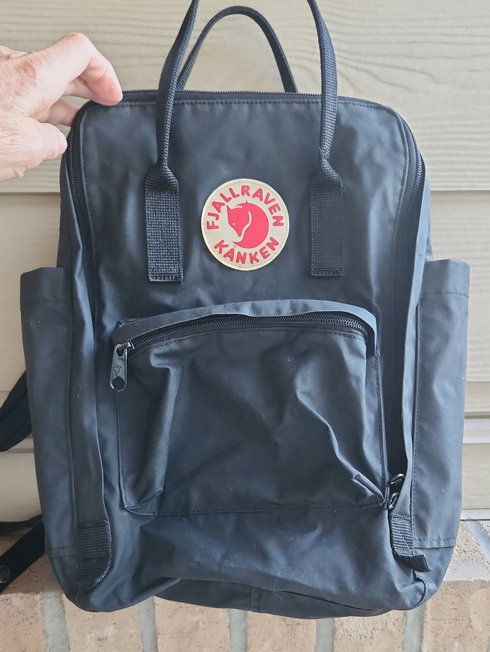 Fjallraven Kanken Black Backpack with Red Logo